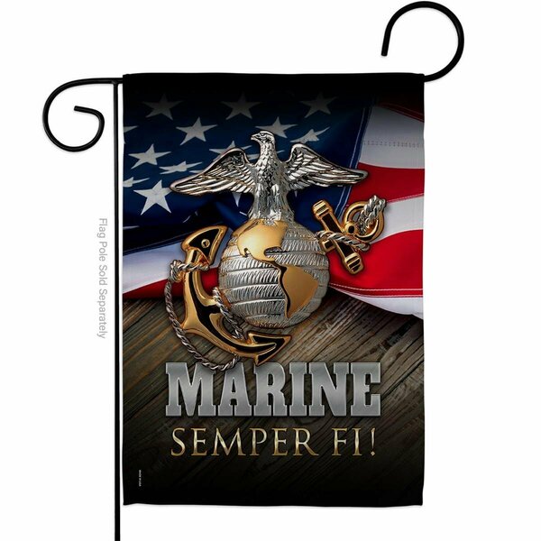 Patio Trasero 13 x 18.5 in. Marine Semper Fi Garden Flag with Armed Forces Corps Double-Sided  Vertical Flags PA3872998